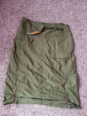 Fashion Nova Olive Green Utility Cargo Midi Skirt with Bungee Cinch Hem